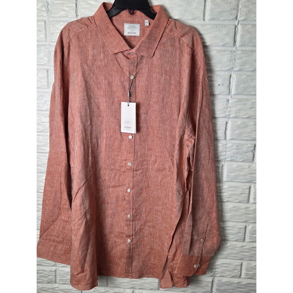 Murano Baird McNutt linen shirt Men's 4XT Tall l/s button up Rust Orange NWT
